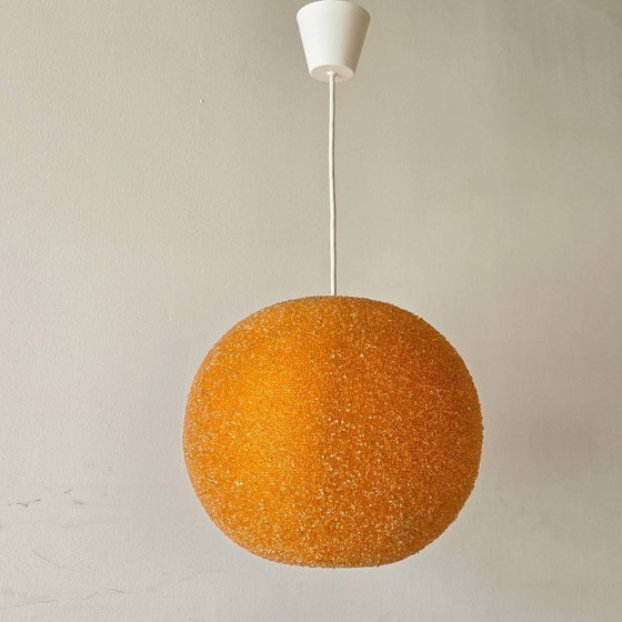 Image 1 of LUSTRE SUSPENSION BOULE VINTAGE 1960 ROTAFLEX RESINE ORANGE 60S 1960S SPACE AGE