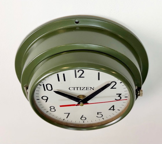 Image 1 of Vintage Green Citizen Ships Wall Clock, 1980s