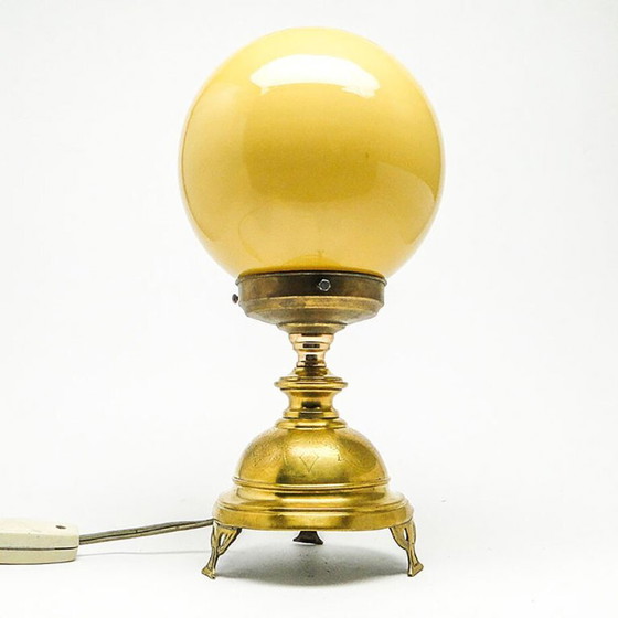 Vintage Glass Table Lamp, Germany, 1950s – Brass (photo 9 of 9)