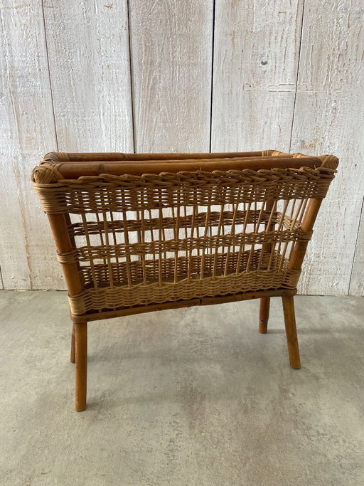 Revistero vintage – tijdschriftenrek, Rattan, Wood
