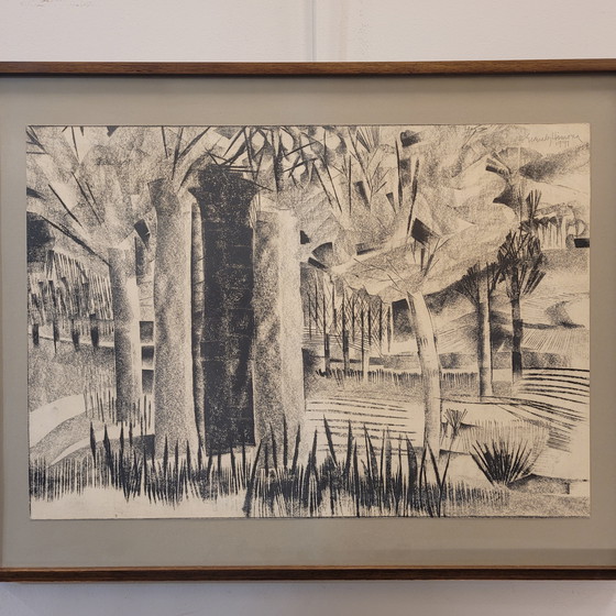 Image 1 of Dibujo A Carboncillo Sobre Papel “Bosque”, Joan Granados Llimona, 1977- España