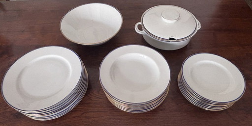 Eschenbach Bavaria complete porseleinen serviesset - blauw met gouden rand