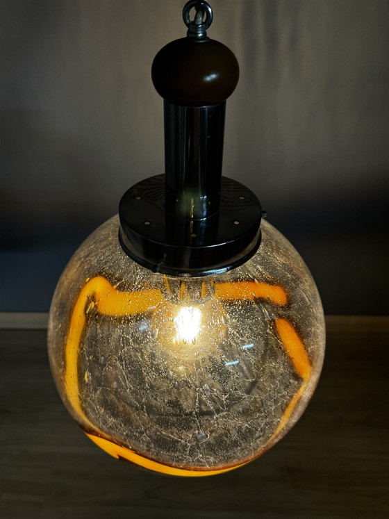 Mazzega Murano Glas-Pendelleuchte, Pendelleuchten, Metall, Orange (Foto 15 von 30)