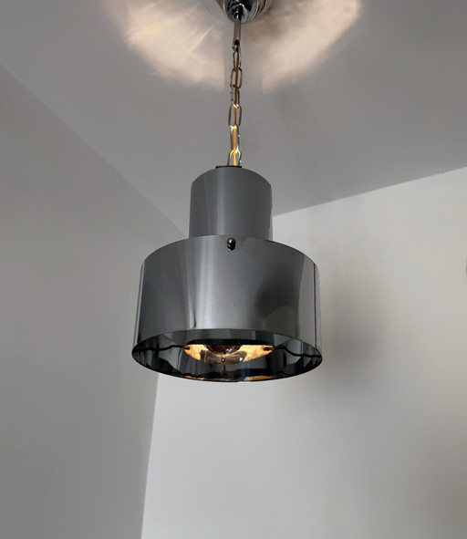 Chromed metal chandelier, Italian design from the '70s