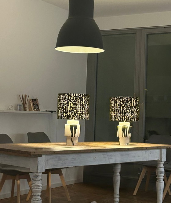 Image 1 of Set of 2 MCM Table Lamps: Upcycled one-of-a-kind pieces made from vases by Ditmar Urbach Keramik – Czech Republic