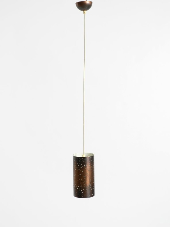 Image 1 of Splendida lampada a sospensione di metà secolo realizzata in metallo e rame da Ernest Igl per Hillebrand