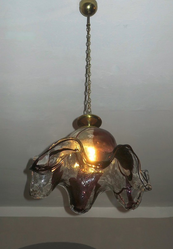 Image 1 of Grande suspension artistique en verre par Pertti Santalahti pour Humppila, Norvège 1960