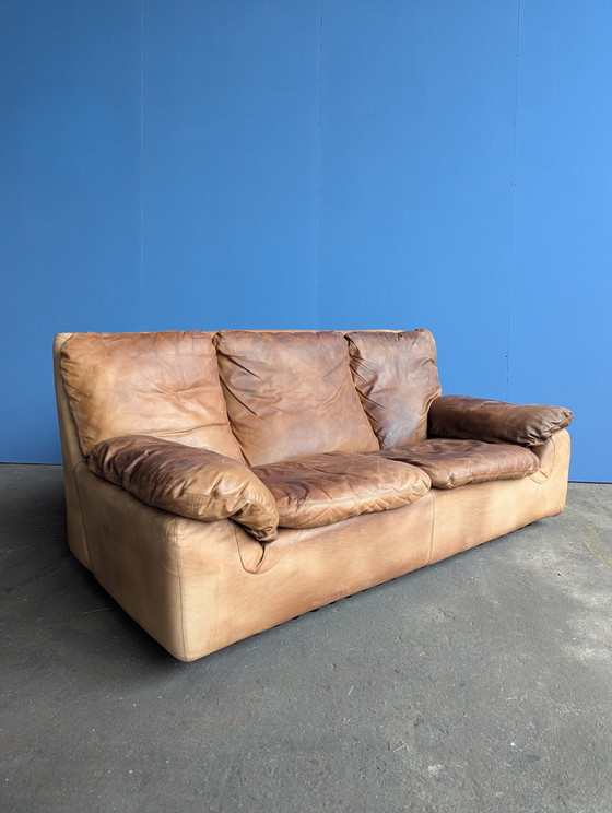 Image 1 of Vintage Italiaanse leren 2zits bank, Brunati 1970s 