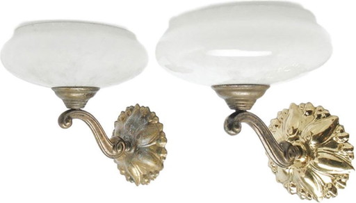Vintage Brass and Glass Sconces, 1930s, Set of 2 – wandlampen