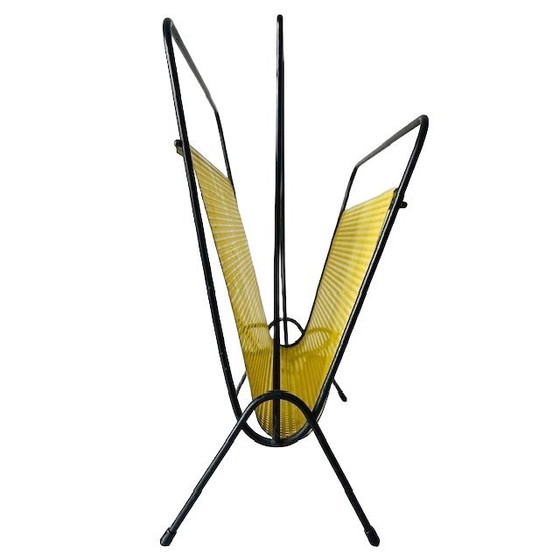 Image 1 of Porte-revues vintage Pilastro, style pop art, en métal jaune et noir, années 1950