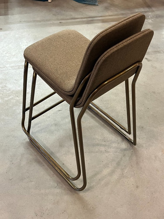 Image 1 of 2x Counter bar stool in bronze color upholstered brand Bogaerts
