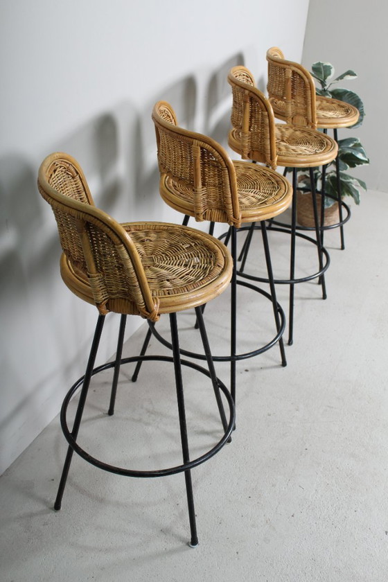 Image 1 of Sgabelli da bar vintage in rattan