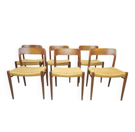 Lot 6 chaises model 75 de Niels O. Møller 1960  