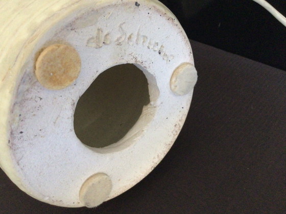 Image 1 of Lampe de table vintage Potterie de Schuur, milieu du siècle, avec abat-jour d'origine