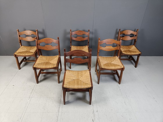 Image 1 of Vintage Oak And Wicker Dining Chairs, 1960S