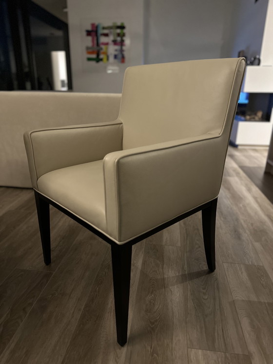 Image 1 of 4x Carver Armchairs in Real Leather with Wenge Legs