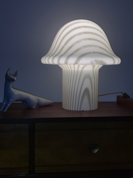 Peill & Putzler Mushroom Zebra Table Lamp – Vintage 70s – Glass (photo 5 of 5)
