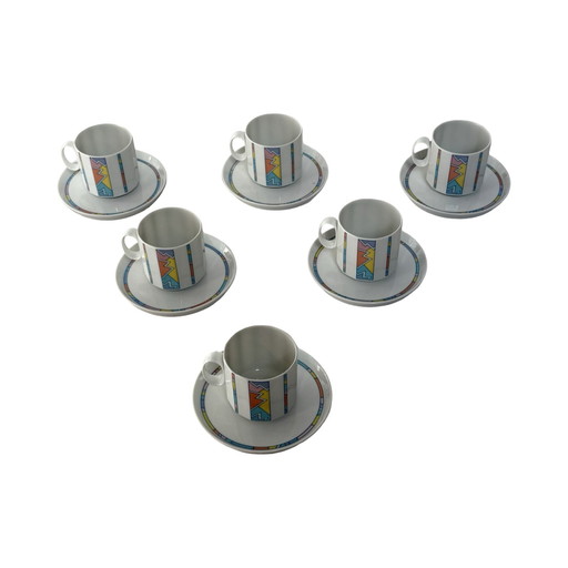 Rosenthal Studio-Linie - Estilo Memphis - juego de 6 tazas + platillos - Flash