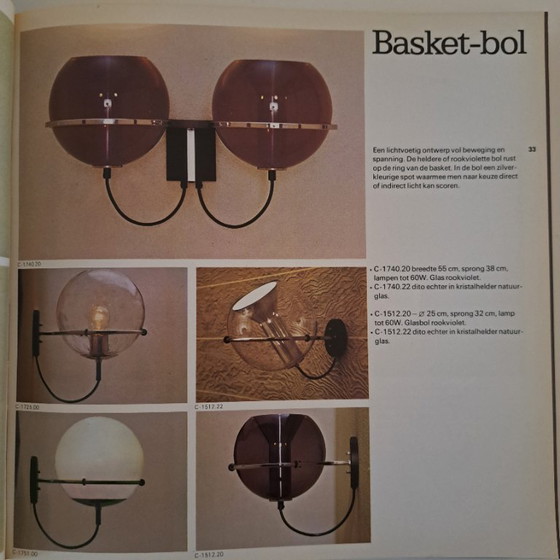 Image 1 of 2x Raak Wall Lamp Basket-Ball c-1725
