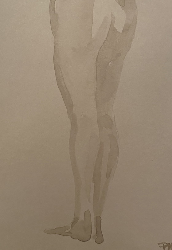 Image 1 of Ritratto femminile dipinto ad acquerello color seppia "Offerta"