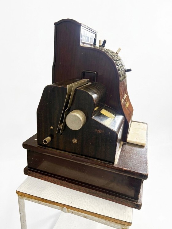 Image 1 of Mechanical Cash Register, Vintage Wooden Anker, 1920s, European