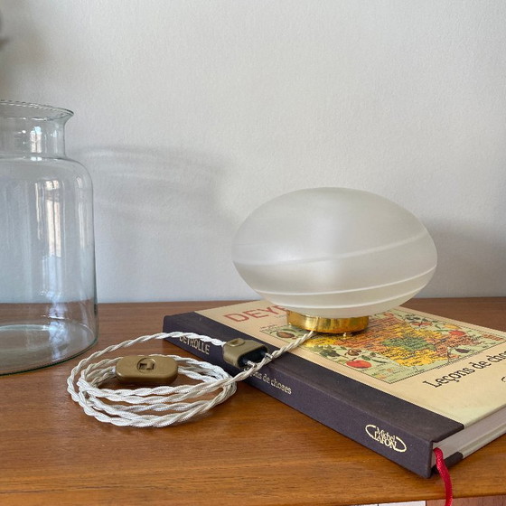 Image 1 of Lampada da scrivania vintage in vetro antico e base in ottone