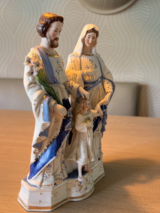 Image 1 of Vintage porseleinen beeld Heilige Familie – handbeschilderd