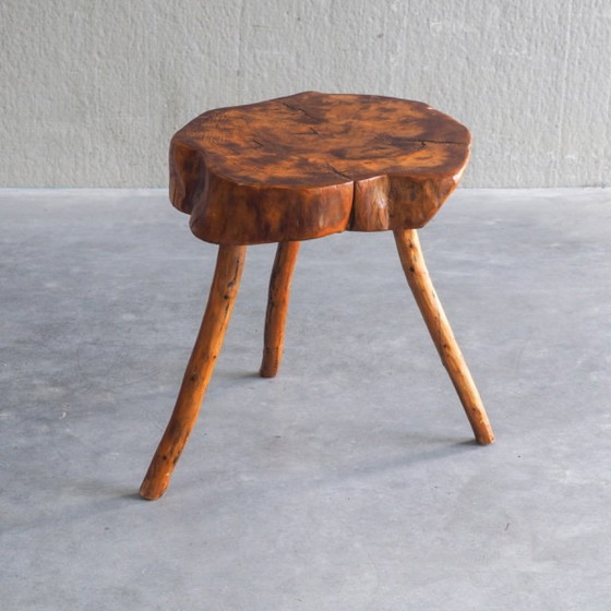 Vintage Franse bijzettafel van iepenhout in een koffer – Wood (photo 7 of 21)