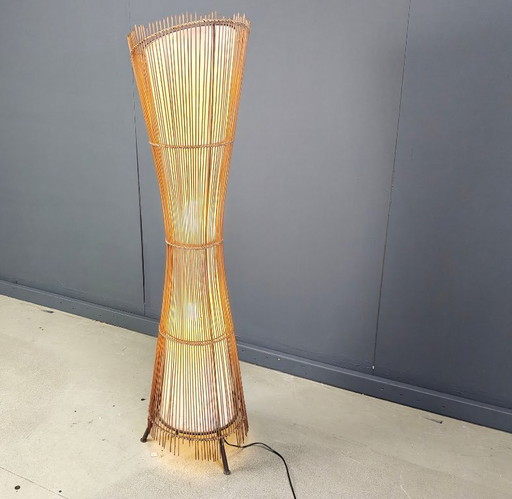 Vintage italian bamboo floor lamp, 1960s