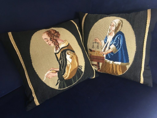 Cuscini Vermeer, ricamati a mano