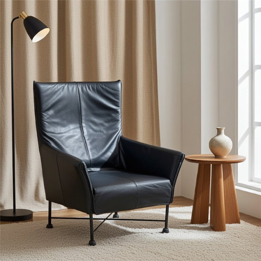 Vintage Charly leren fauteuil van Gerard van den Berg