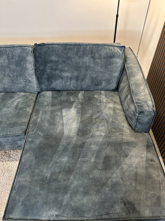 Image 1 of Blue velvet corner sofa 255x160 cm
