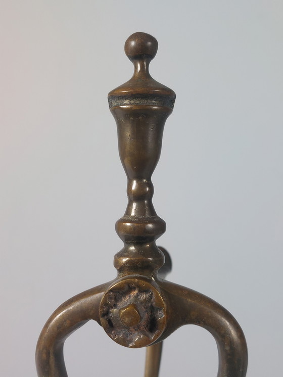 Image 1 of Paire de tréteaux de cheminée zoomorphes vintage en laiton