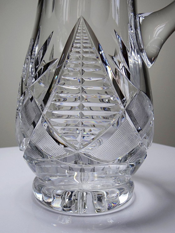 Image 1 of Grand pichet à eau en cristal taillé, cristallières européennes XXe