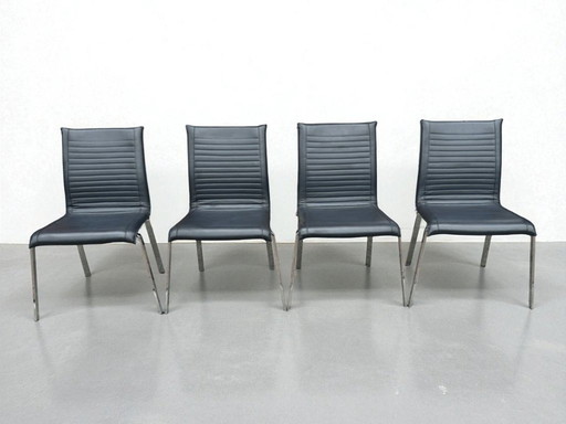 Lot de 4 chaises de salle à manger Nomada - cuir noir