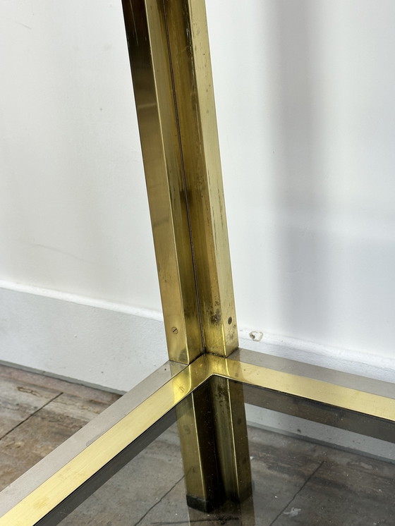 Image 1 of Willy Rizzo Chrome-plated Metal and Gold Brass Console 1970's