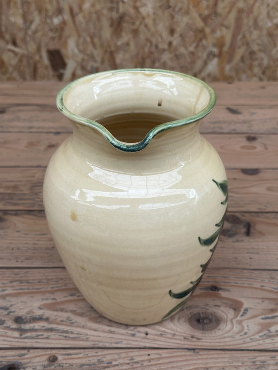 Image 1 of Vallauris glazed ceramic pitcher from the 50s, Olives Noires decor