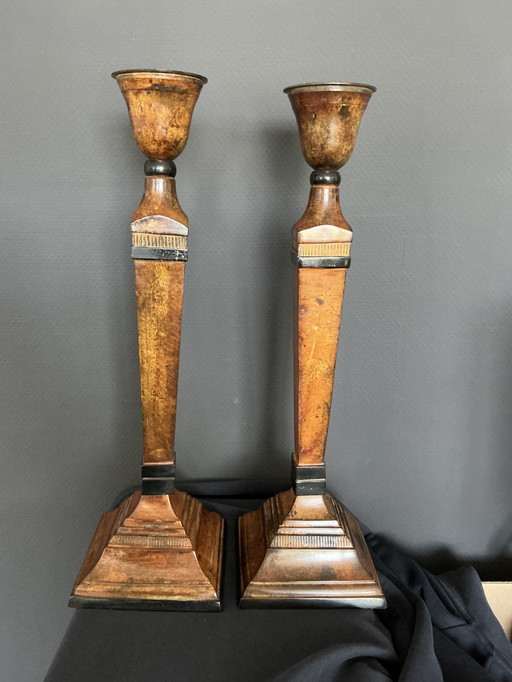 2 Beautiful Bronze Candlesticks