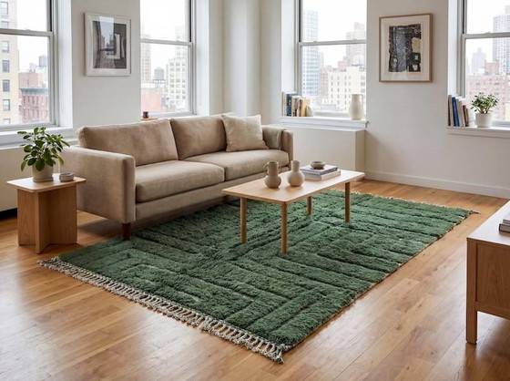 Image 1 of Handmade pure wool rug, traditional craftsmanship, size 250/150 cm, green