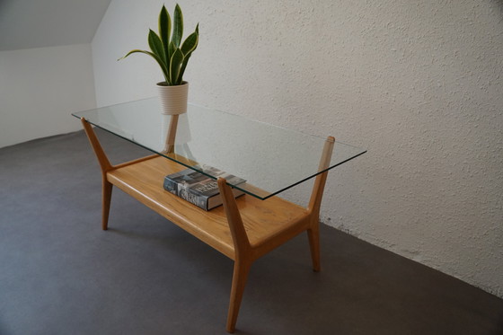 Image 1 of Table basse de style Mid-Century, avec un nouveau plateau en verre