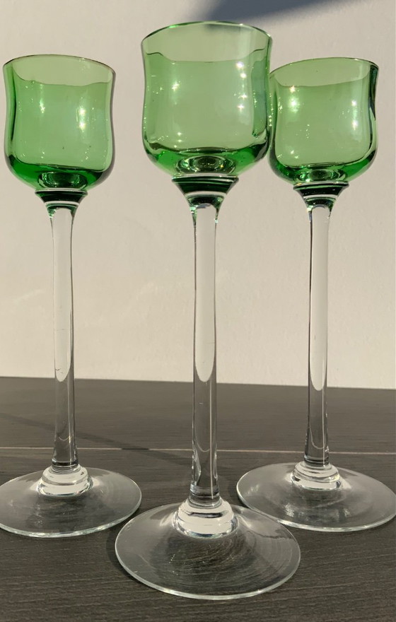 Image 1 of Juego de 3 copas de licor Art Nouveau - Bakalowits & Söhne - Meyr's Neffe - Viena c. 1902​