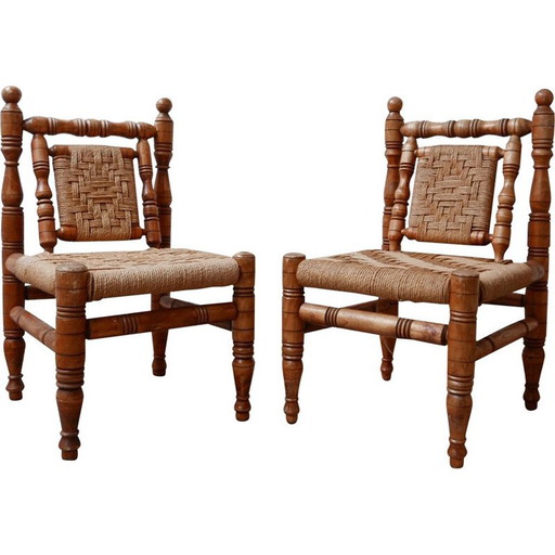 Coppia di poltrone vintage Easy Lounge Chairs Audoux Minet, Francia anni '60