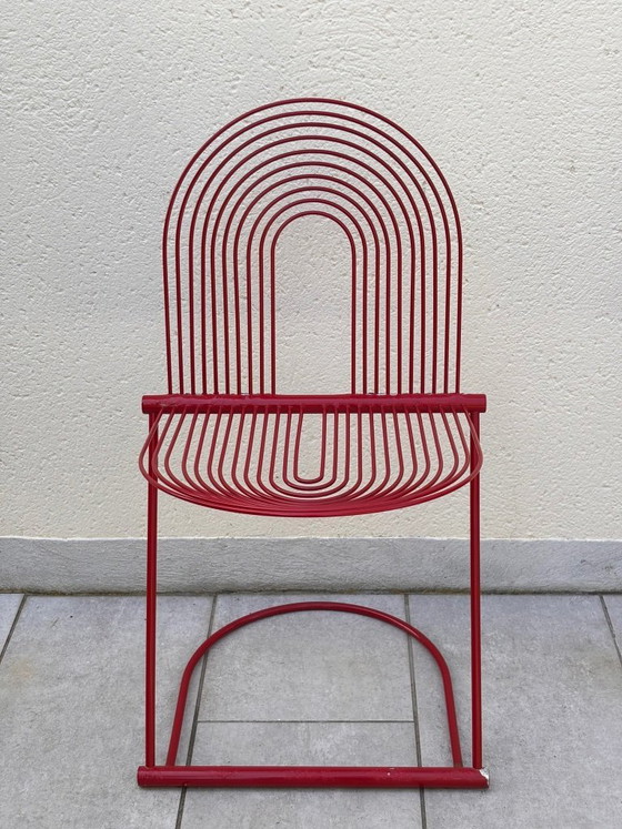 Image 1 of 2 sedie a dondolo di Jutta e Herbert Ohl Rosenthal Lübke, 1982, acciaio laccato rosso