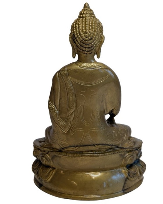 Tibetan Gilt-Bronze Buddha – 19th Century – Sculpture, Gold (photo 6 of 11)
