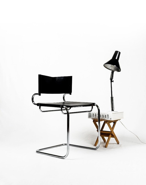 Chrom- und Leder-Vintage-Stuhl „Terrj“ von Luigi Saccardo für Arrmet – Italien, 1970er