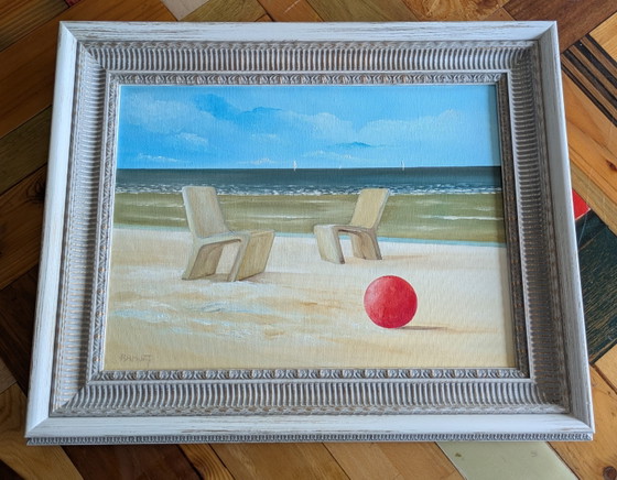 Image 1 of Painting Zeedijk Ostend with Red Ball 2 P was trick Ramont