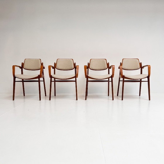 Image 1 of Juego de 4 sillas Hartmut Lohmeyer retapizadas para Wilkhahn, década de 1960.