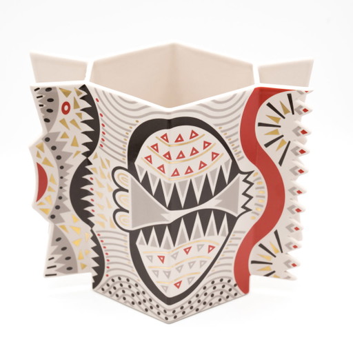 Raro modello di vaso Laura Fiume Rosenthal da collezione in porcellana, epoca Memphis