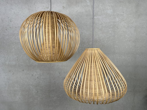 2x wicker pendant lamp