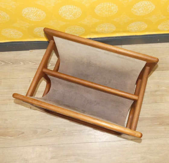 Image 1 of Portariviste in teak Salin Møbler portariviste in pelle marrone Aksel Kjersgaard retrò vintage metà secolo